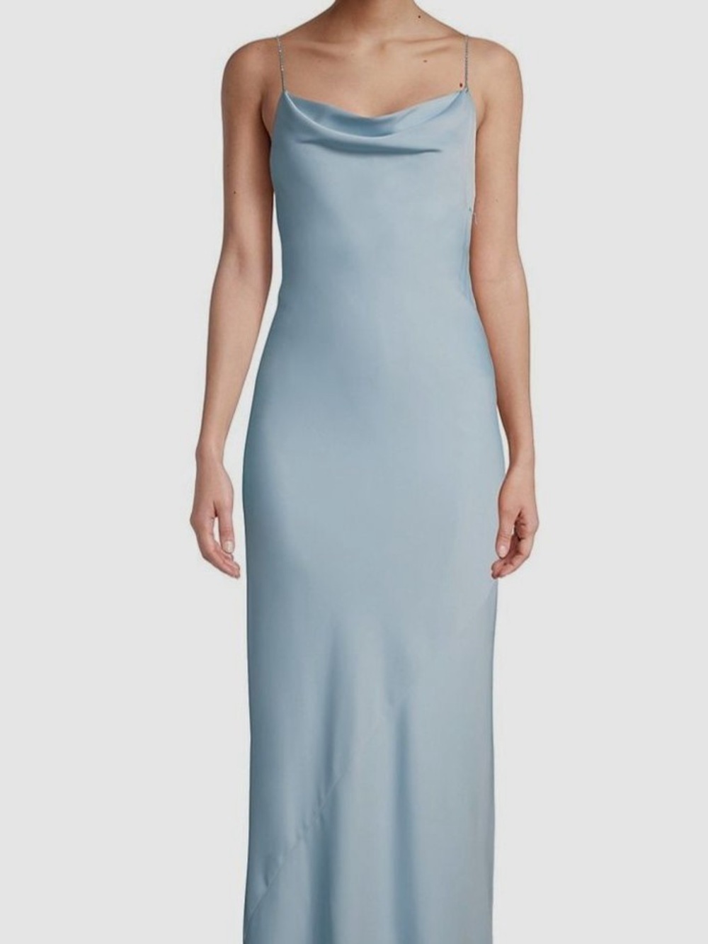 Aidan by Aidan Mattox Powder Blue Satin Cowl Neck Maxi Dress